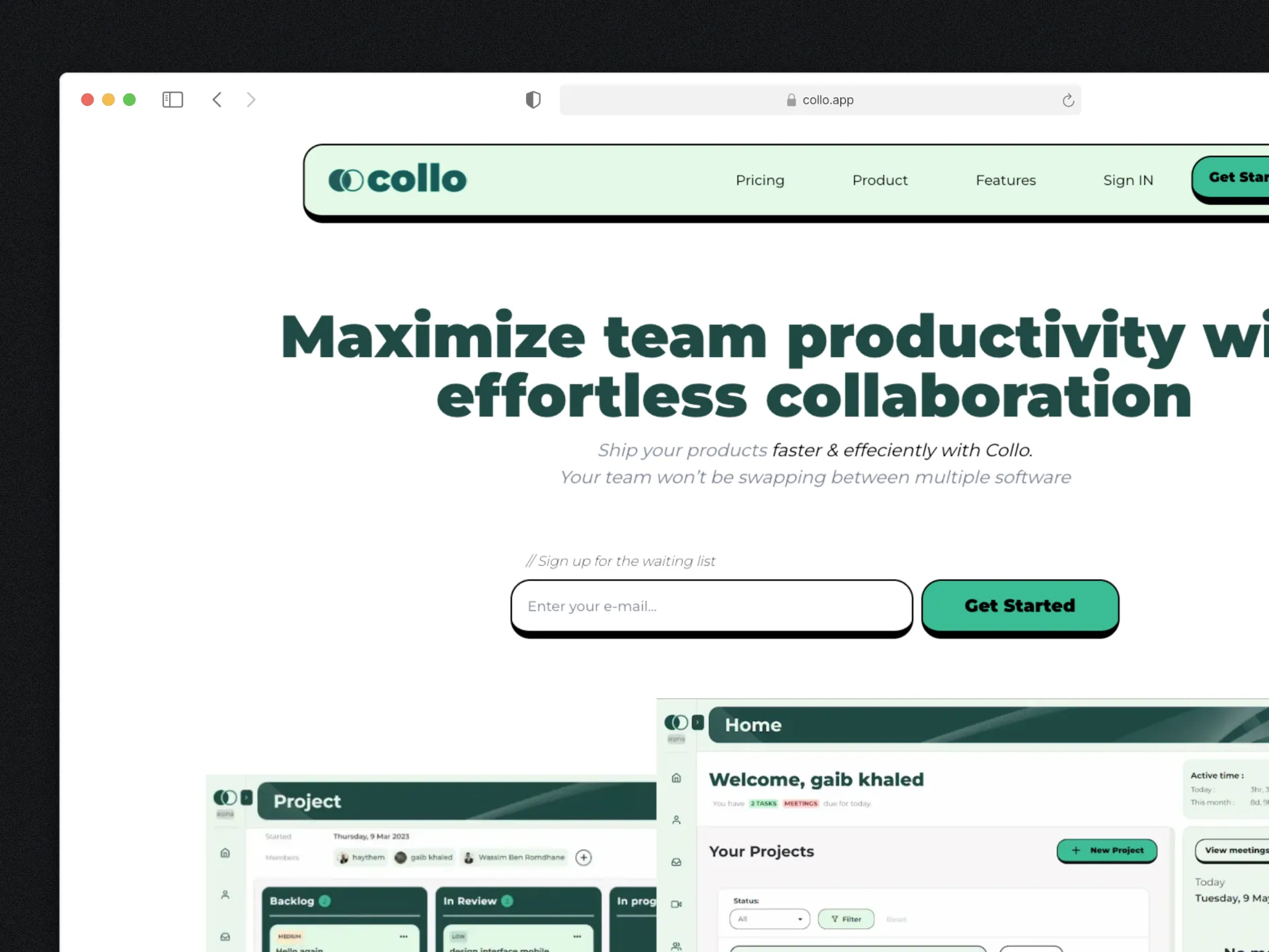 screenshot of Collo project
