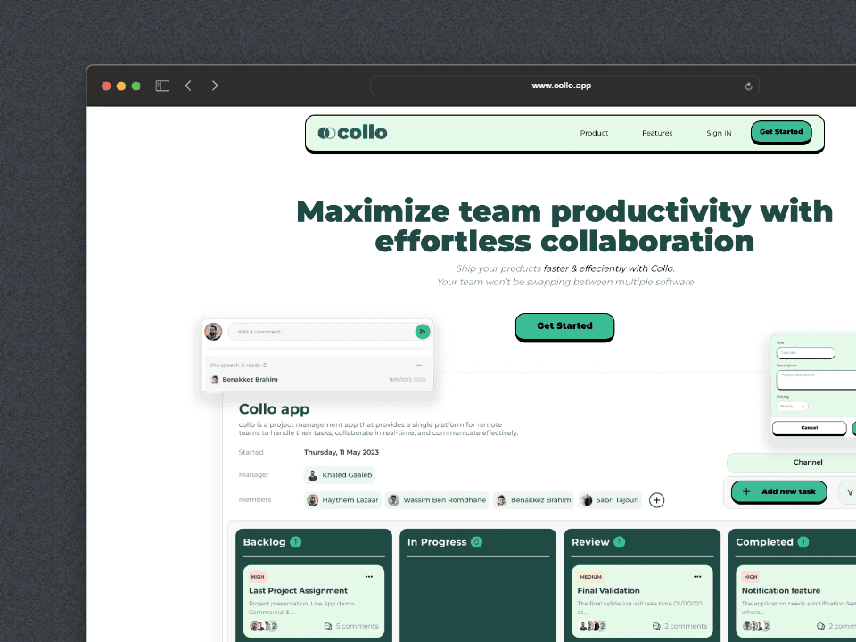 screenshot of Collo project