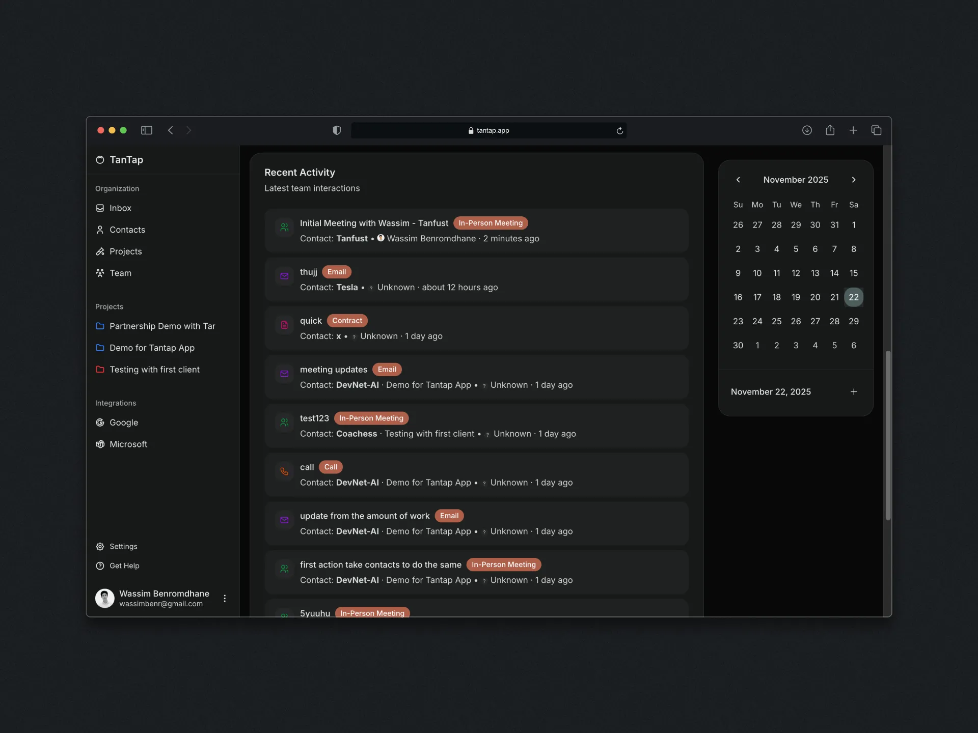 The Inbox/Dashboard - activity feed with calendar.jpg
